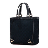 グッチ GGキャンバス アビー ハンドバッグ トートバッグ 130739 ブラック キャンバス レザー レディース GUCCI 【中古】